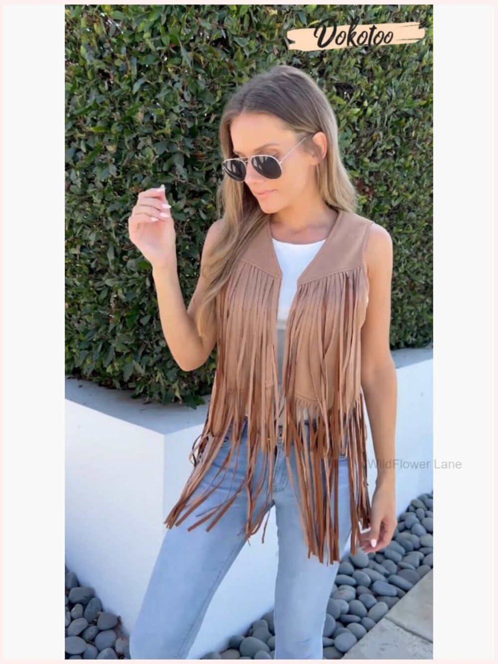 Sleeveless Fringe Vest 70s Hippie Cowgirl Tassel Western Outerwear - Picture 7 of 7
